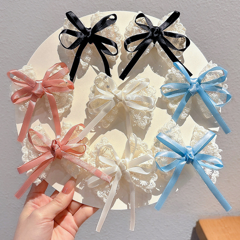 Travel Accessories Designer - 2Pcs Elegant Lace Bow Hairpins Women