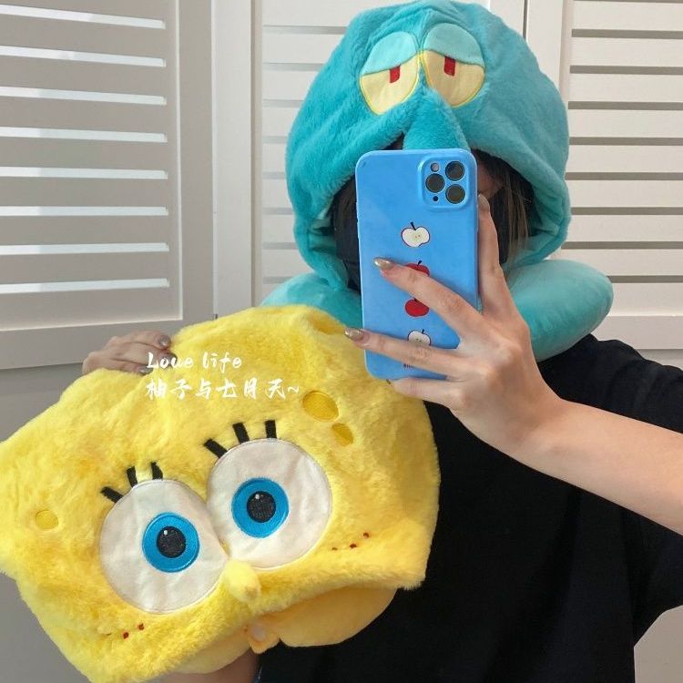 Travel Accessories Pillow - Kawaii Anime SpongeBob Hooded U-shaped Neck