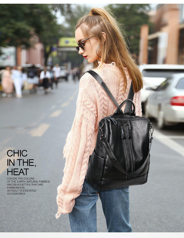 Travel Accessories Leather - Women Soft Leather Backpack School Black
