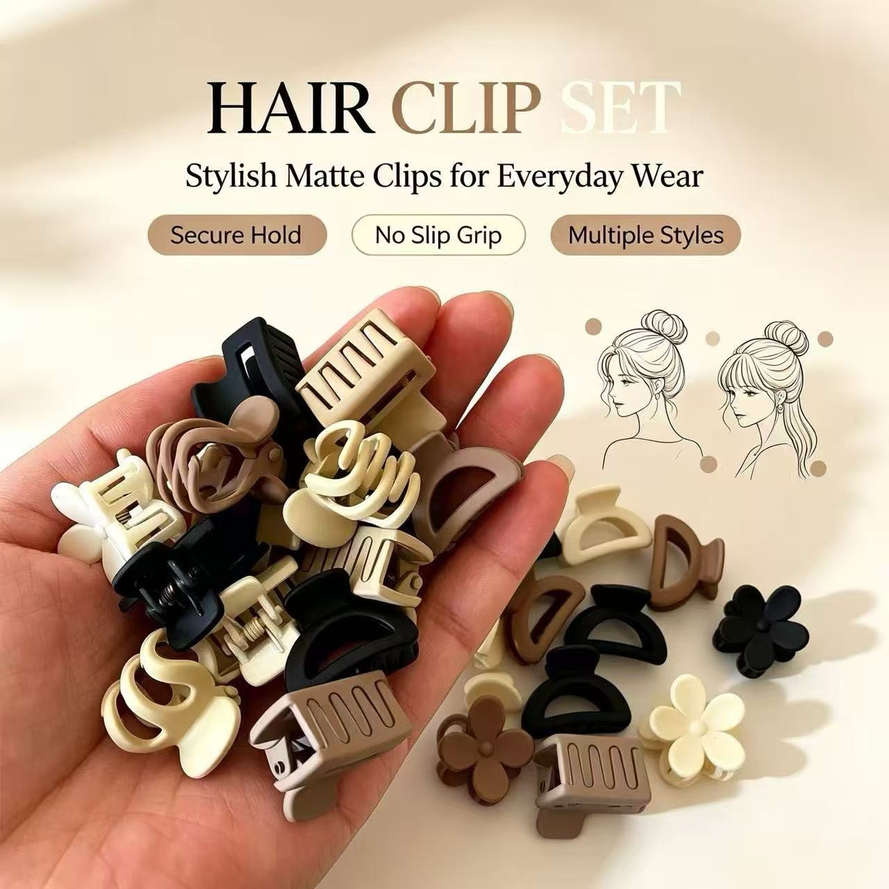 Travel Accessories Girls - 10/20/30pcs Beige Mixed Pack Small Clips,