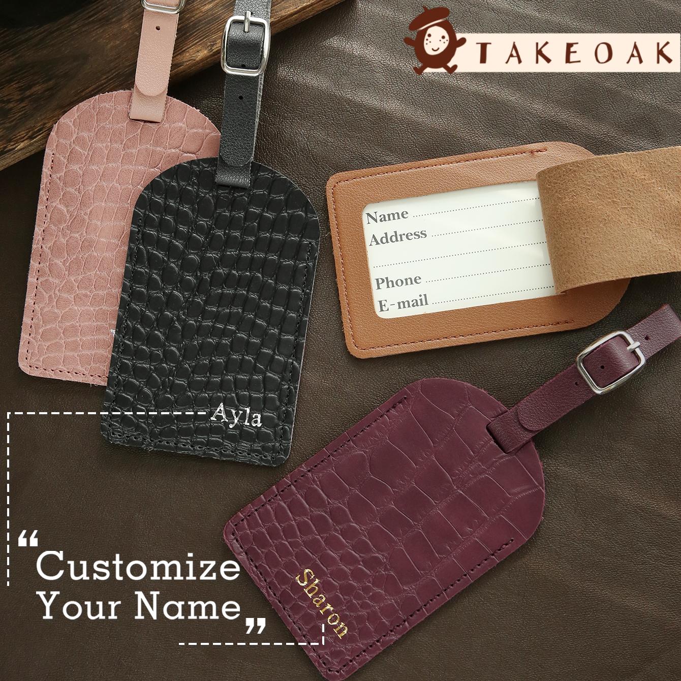 Travel Accessories Name - Personalized Custom Name Croc Texture Leather