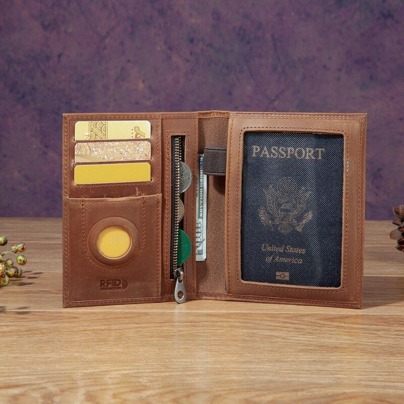 Travel Accessories Wallet - Fashionable Unisex Mad Leather Passport Holder