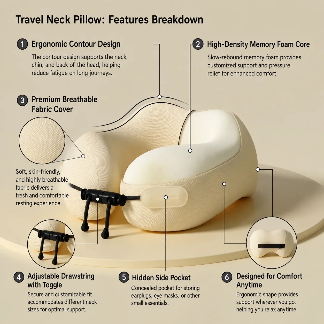U-Shape Comfort Airplane Trave - огляд і ціна Travel Accessories Pillow