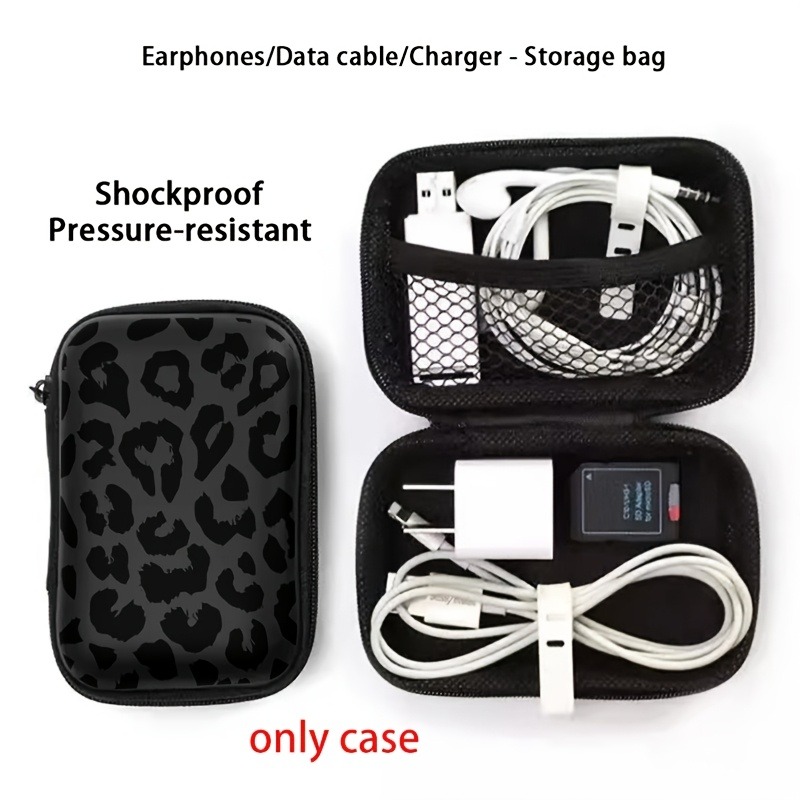 Black Leopard Print EVA Hard S - огляд і ціна Cable Organizer Travel